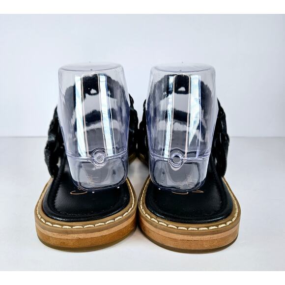 Crown Vintage OLEYA‎ Black Braided Leather Square Toe Slide Sandals Size 9M - Picture 5 of 8